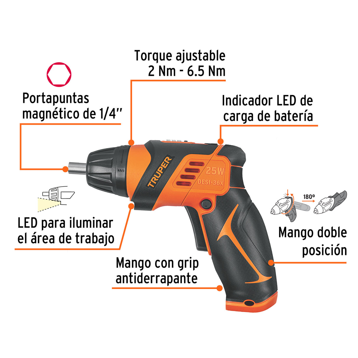 Destornillador 3.6 V, 2 Posiciones, Pro