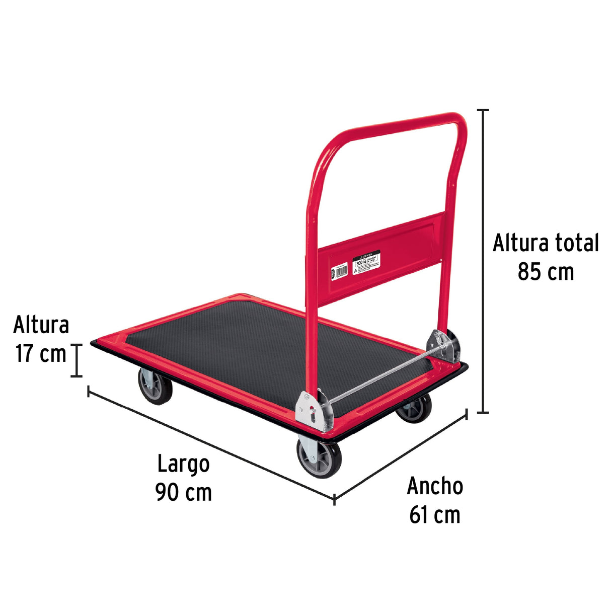 Carro de Carga Plegable Tipo Plataforma, 300 kg, Pretul