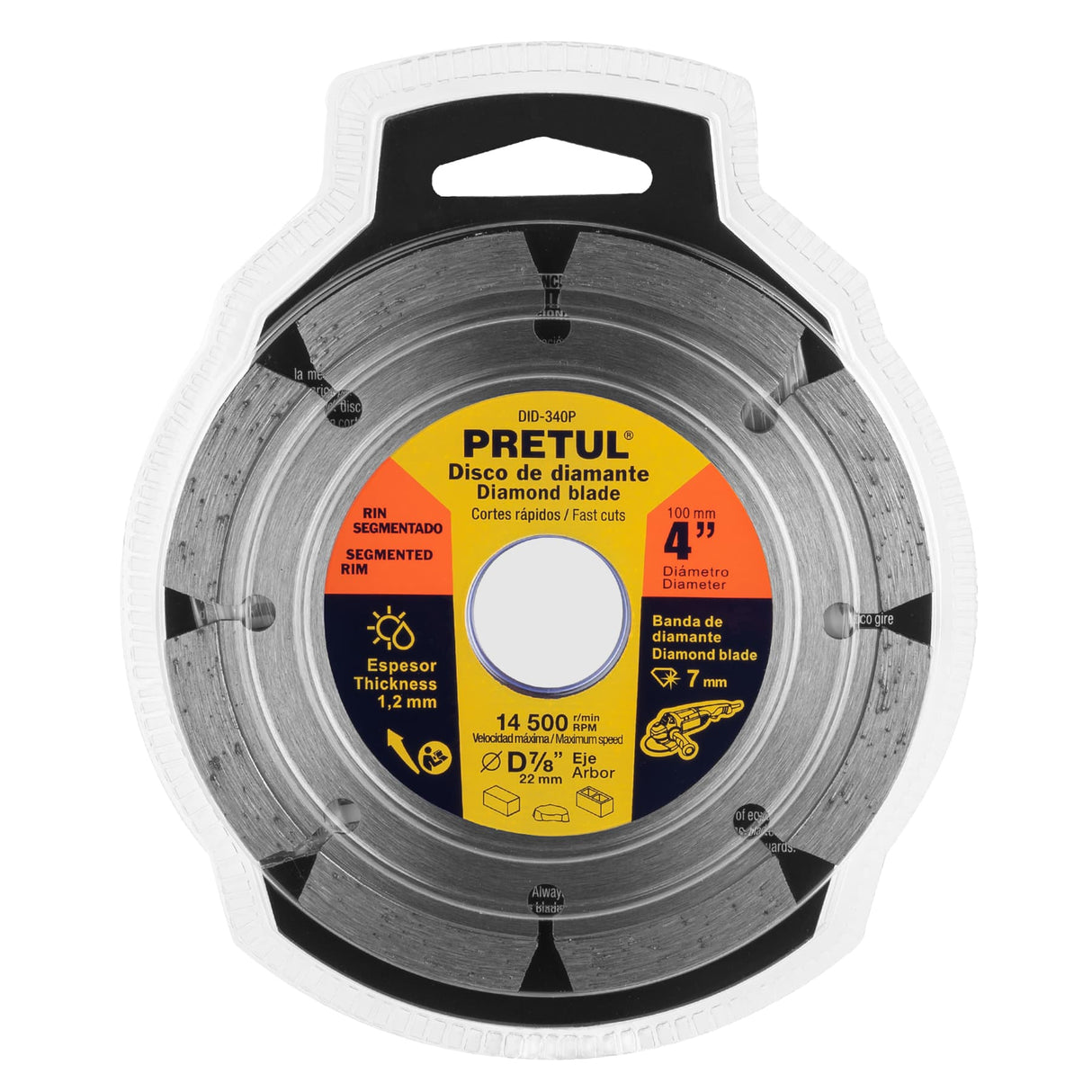 Disco de Diamante de 4' X 1.2 mm Rin Segmentado, Pretul