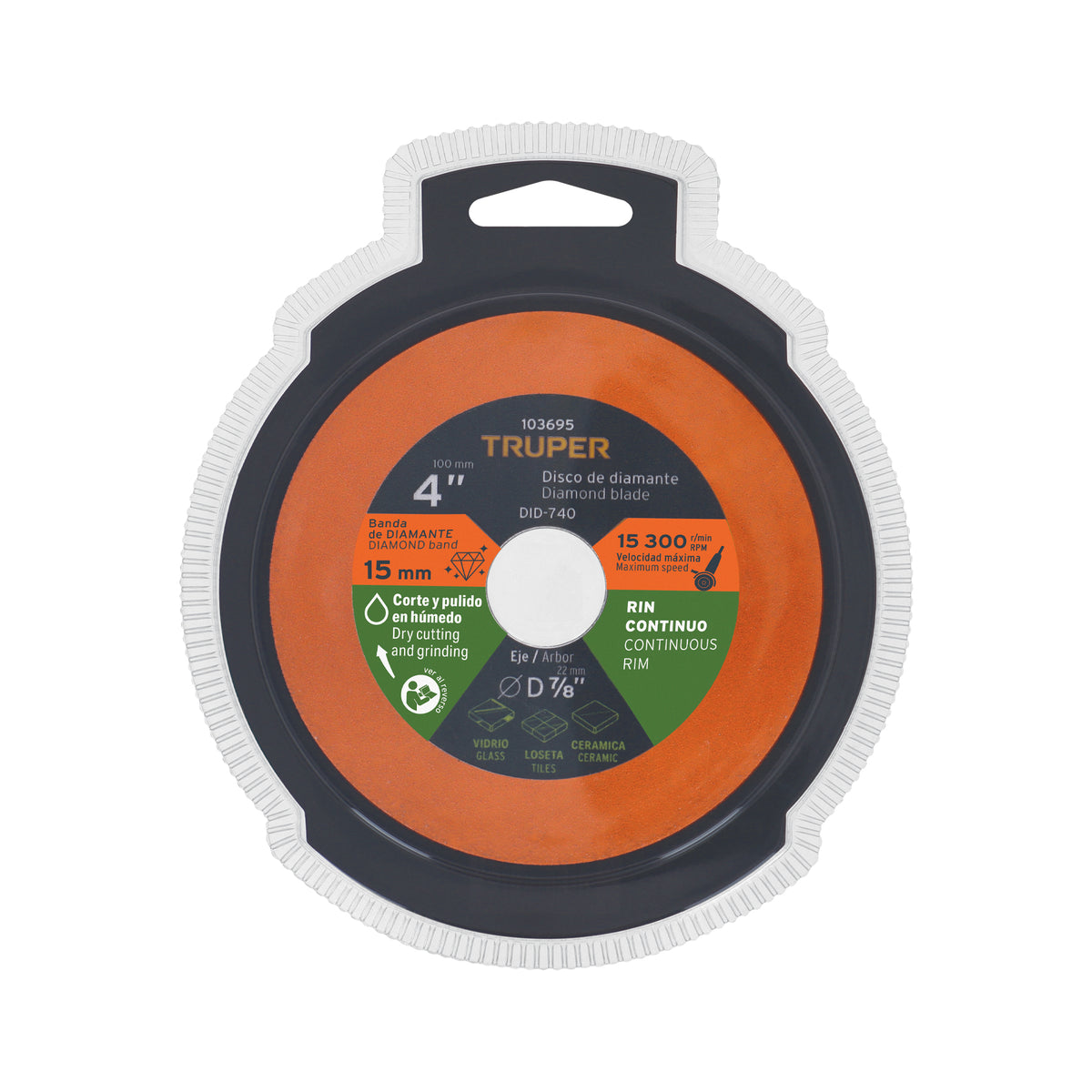 Disco de Diamante 4', Corte de Vidrio, Truper