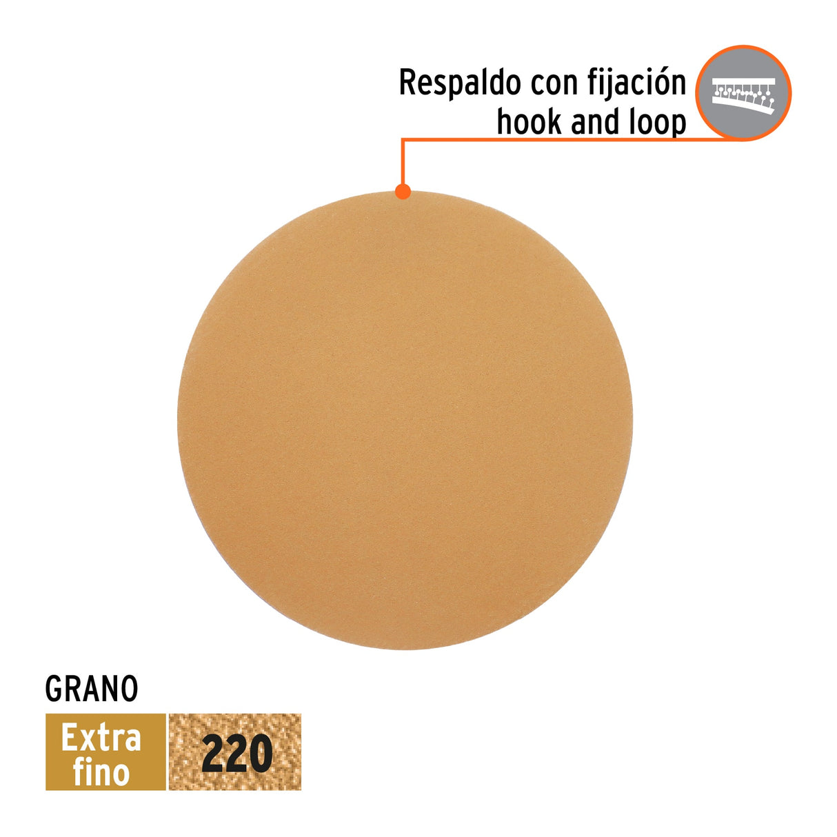 Paquete con 5 Discos de Lija 5' Grano 220, Ciegos, Truper