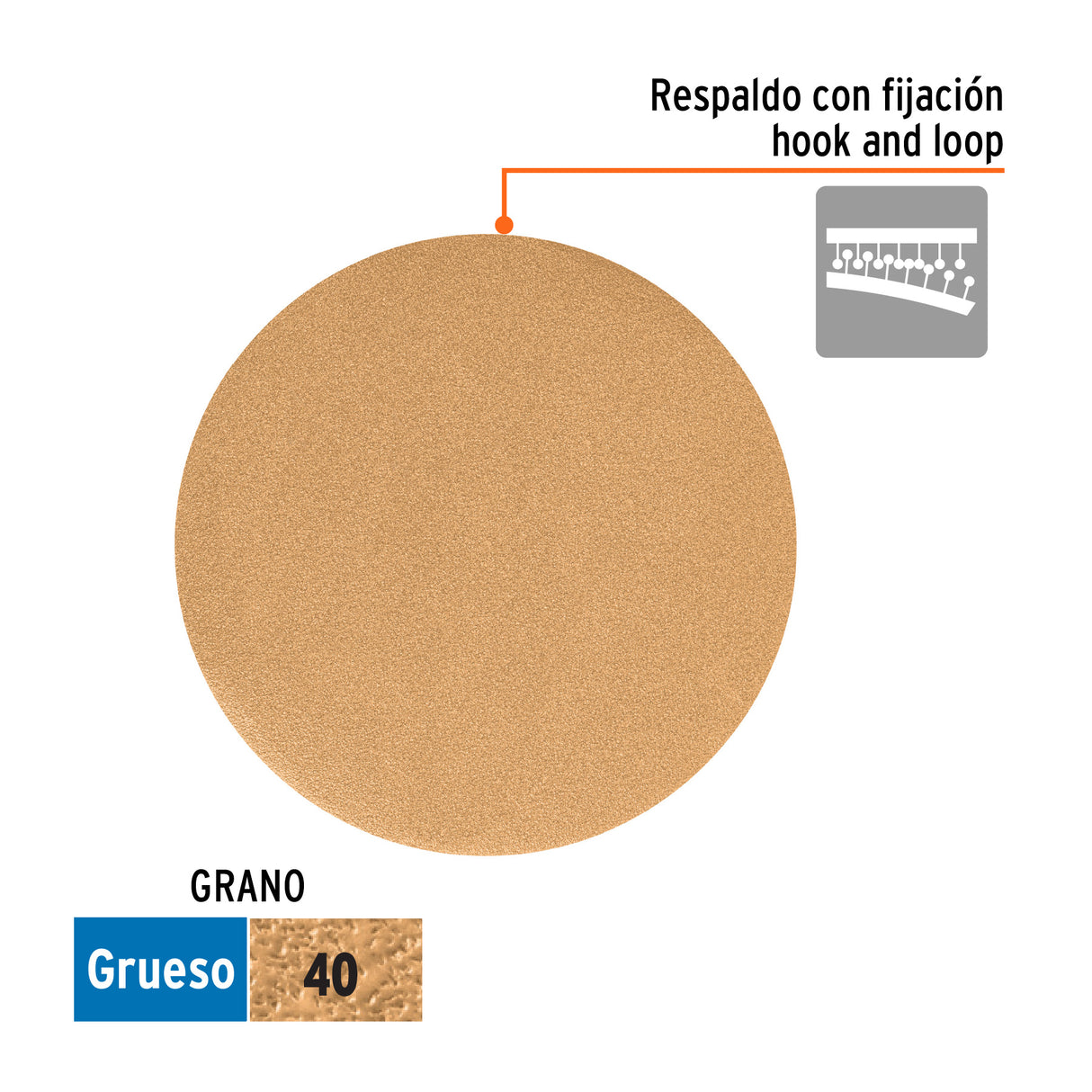 Paquete con 5 Discos de Lija 6' Grano 40, Ciegos, Truper