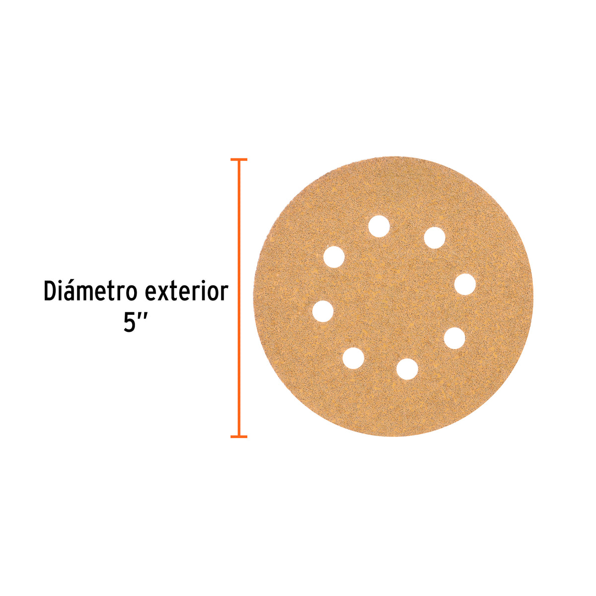 Paquete con 5 Discos de Lija 5' Grano 40, 8 Perforaciones