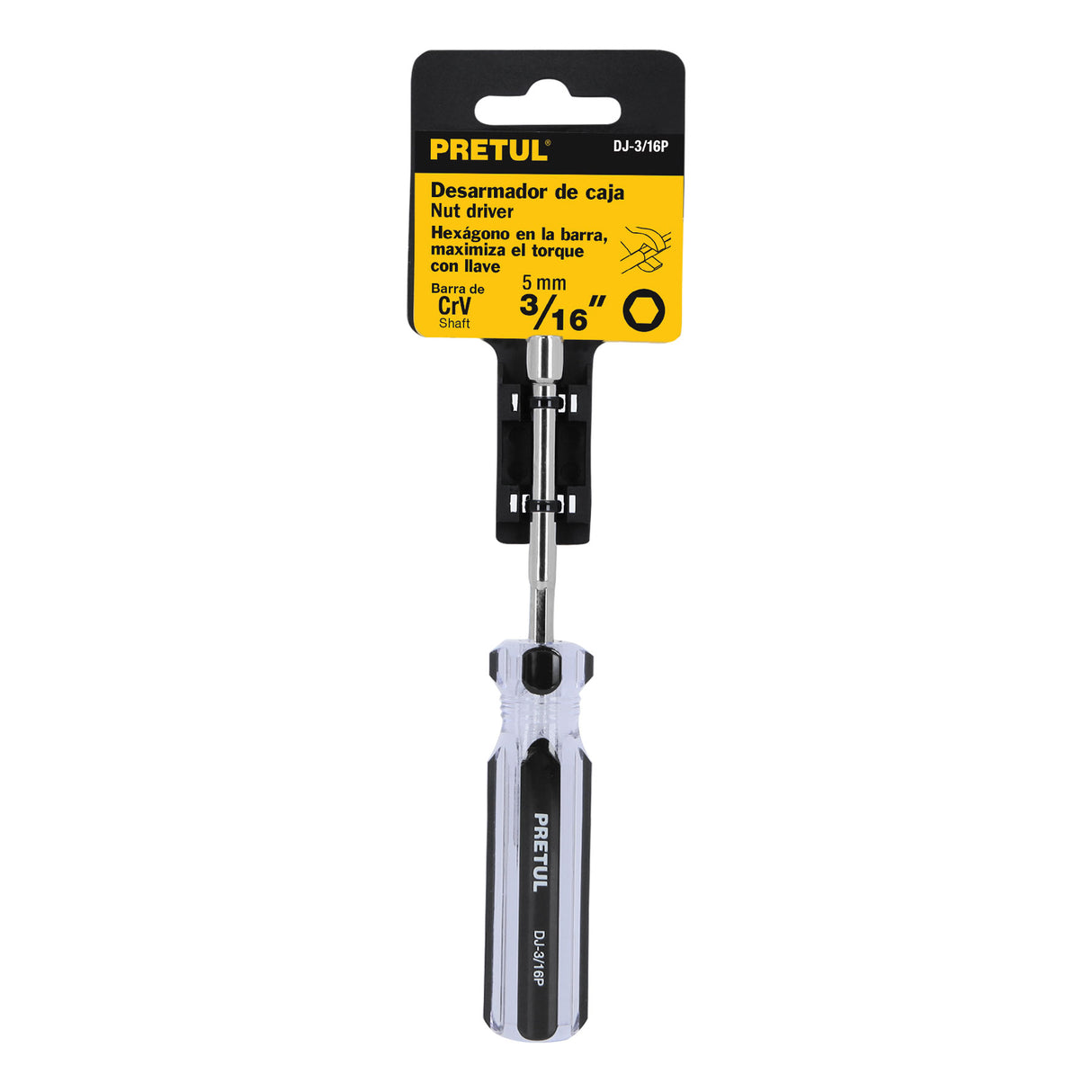 Desarmador de Caja 3/16' Mango de PVC, Pretul