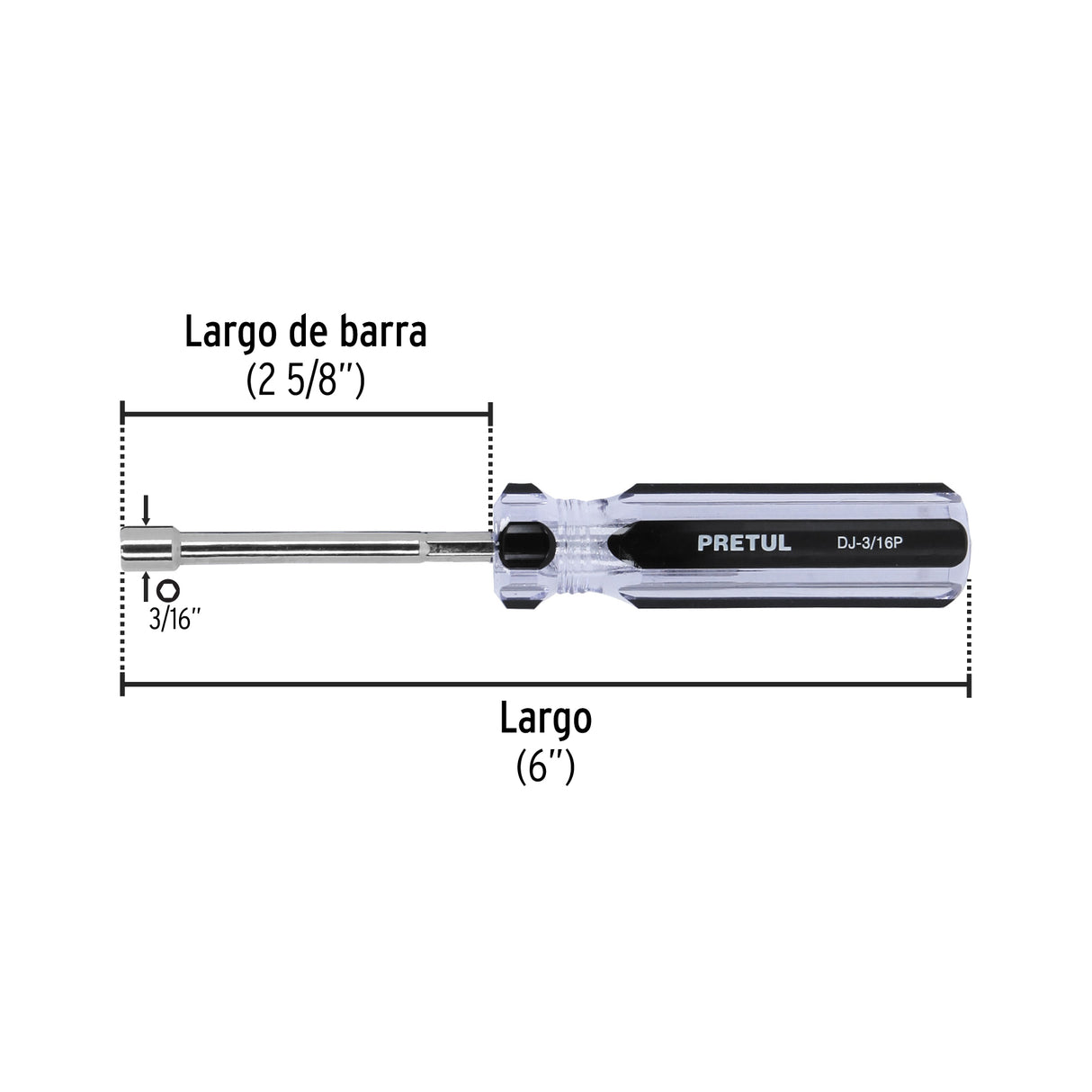 Desarmador de Caja 3/16' Mango de PVC, Pretul