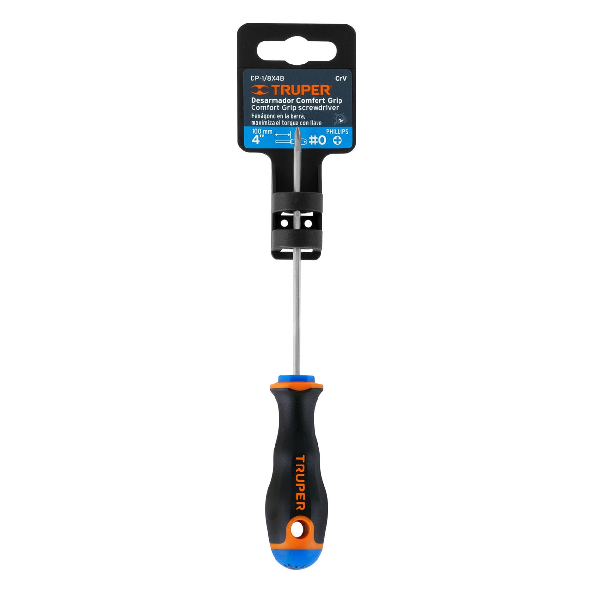 Desarmador de Cruz 1/8' X 4' Mango Comfort Grip, Truper