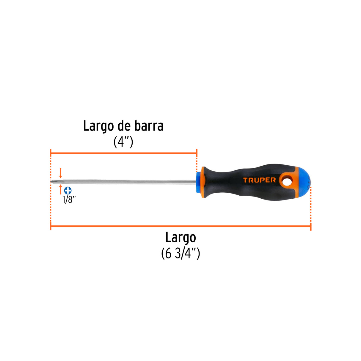 Desarmador de Cruz 1/8' X 4' Mango Comfort Grip, Truper