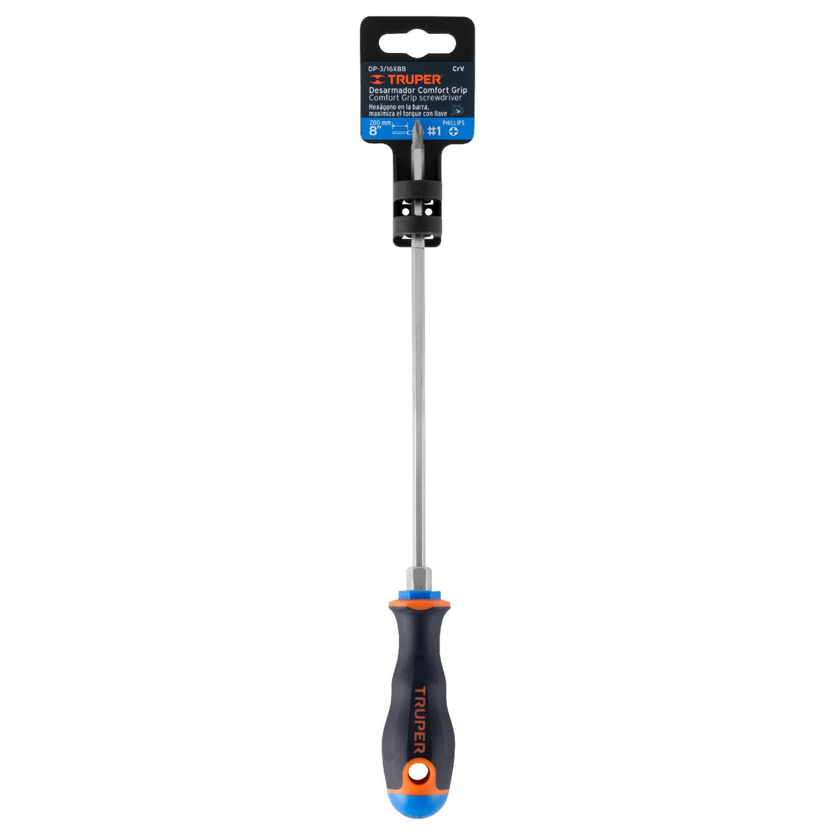 Desarmador de Cruz 3/16' X 8' Mango Comfort Grip, Truper
