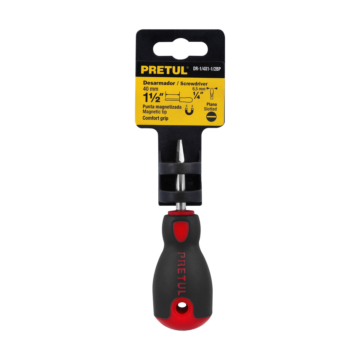 Desarmador Plano 1/4' X 1-1/2'Mango Comfort Grip, Pretul
