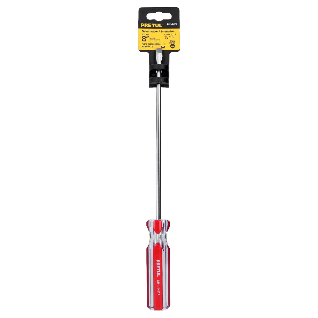 Desarmador Plano 1/4 X 8' Mango de PVC, Pretul