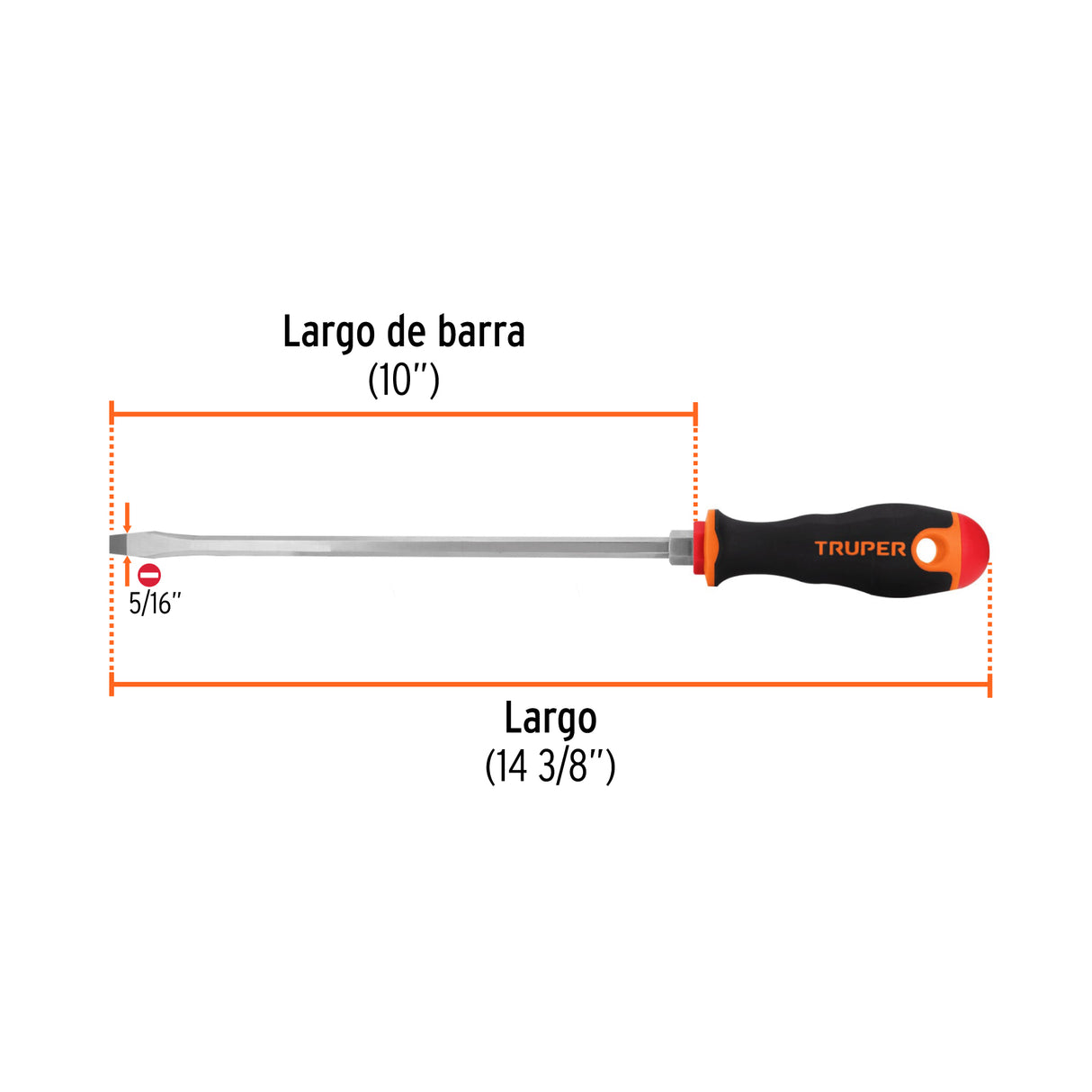 Desarmador Plano 5/16' X 10' Mango Comfort Grip, Truper