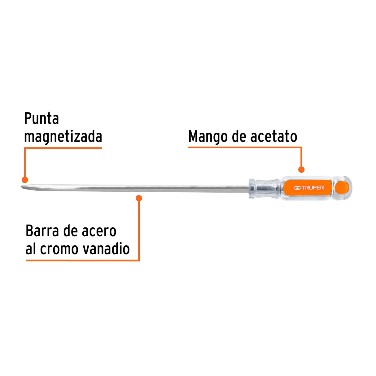 Desarmador Plano 5/16' X 10' Mango de Acetato, Truper