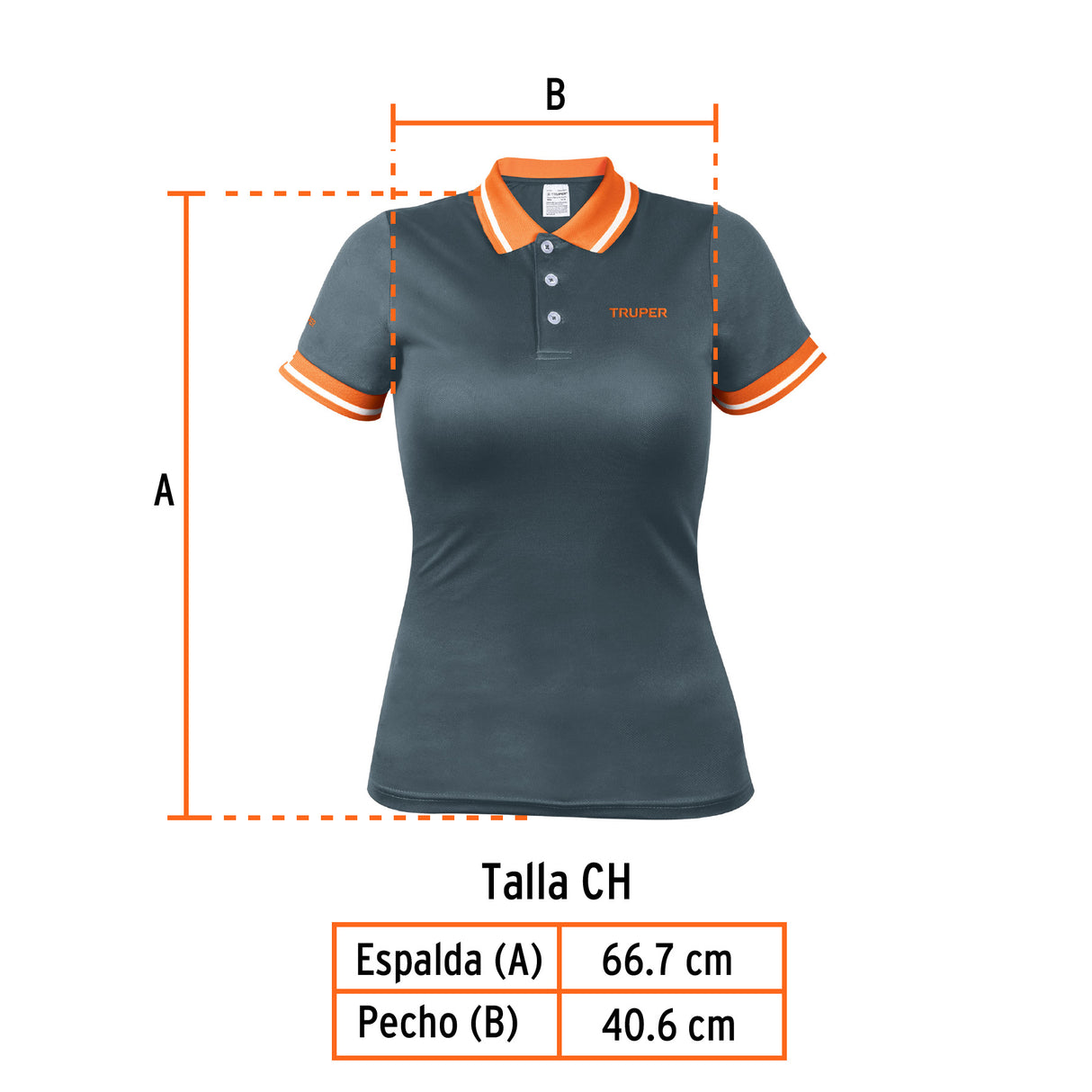 Playera Polo Performance para Mujer, Gris, Ch, Truper