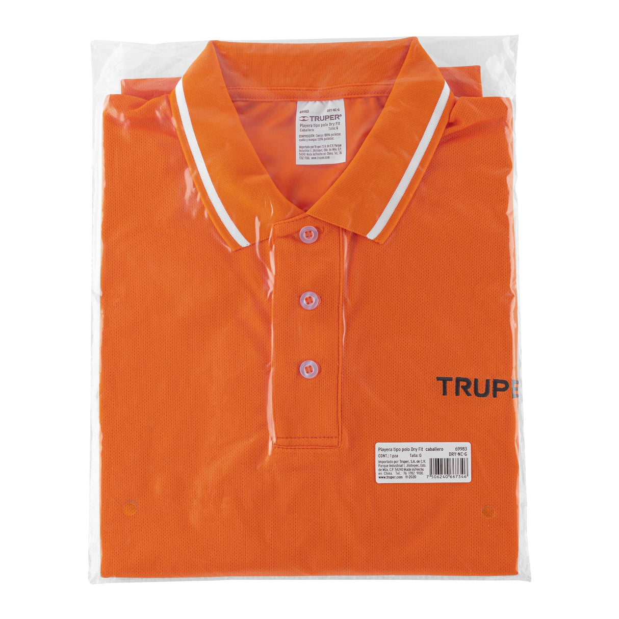 Playera Polo Performance para Hombre, Naranja, g, Truper
