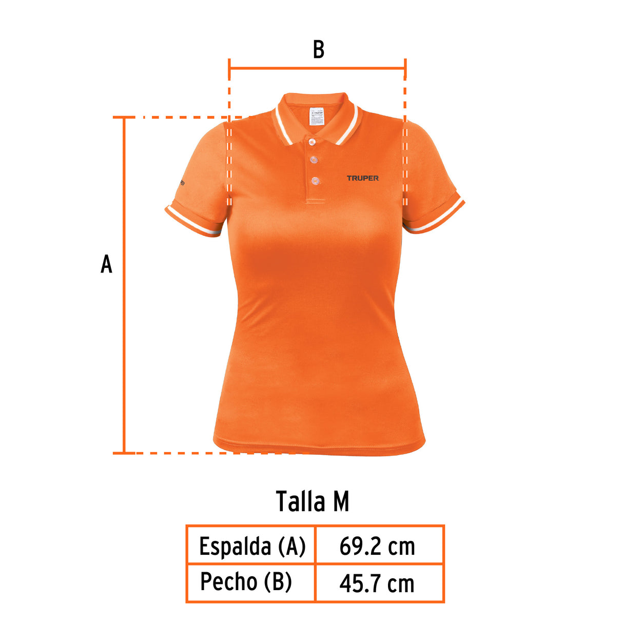 Playera Polo Performance para Mujer, Naranja, m, Truper