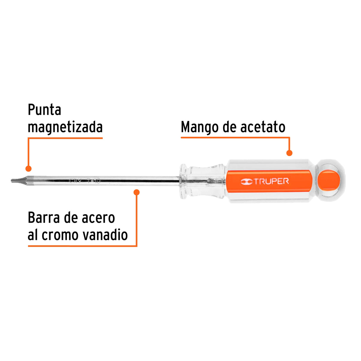 Desarmador Punta Torx T 10 Mango de Acetato, Truper