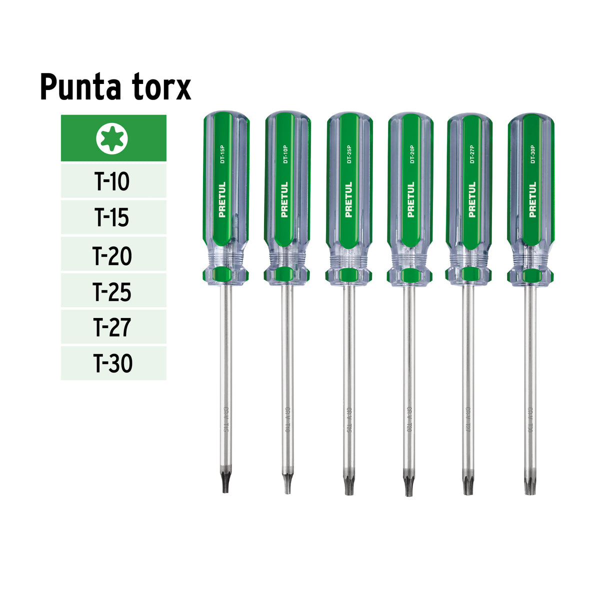 Juego de 6 Desarmadores Torx Mango de PVC, Pretul