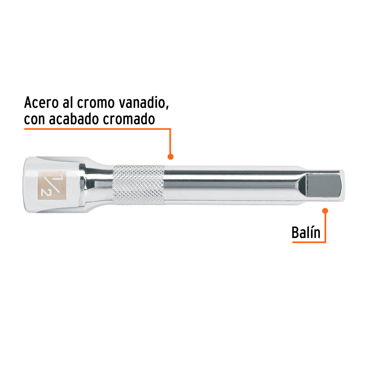 Extensión Cuadro 1/2' para Matraca, Largo 5', Truper