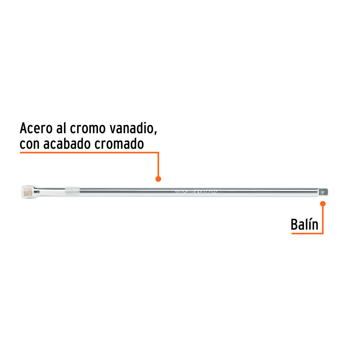 Extensión Cuadro 1/2' para Matraca, Largo 15', Truper