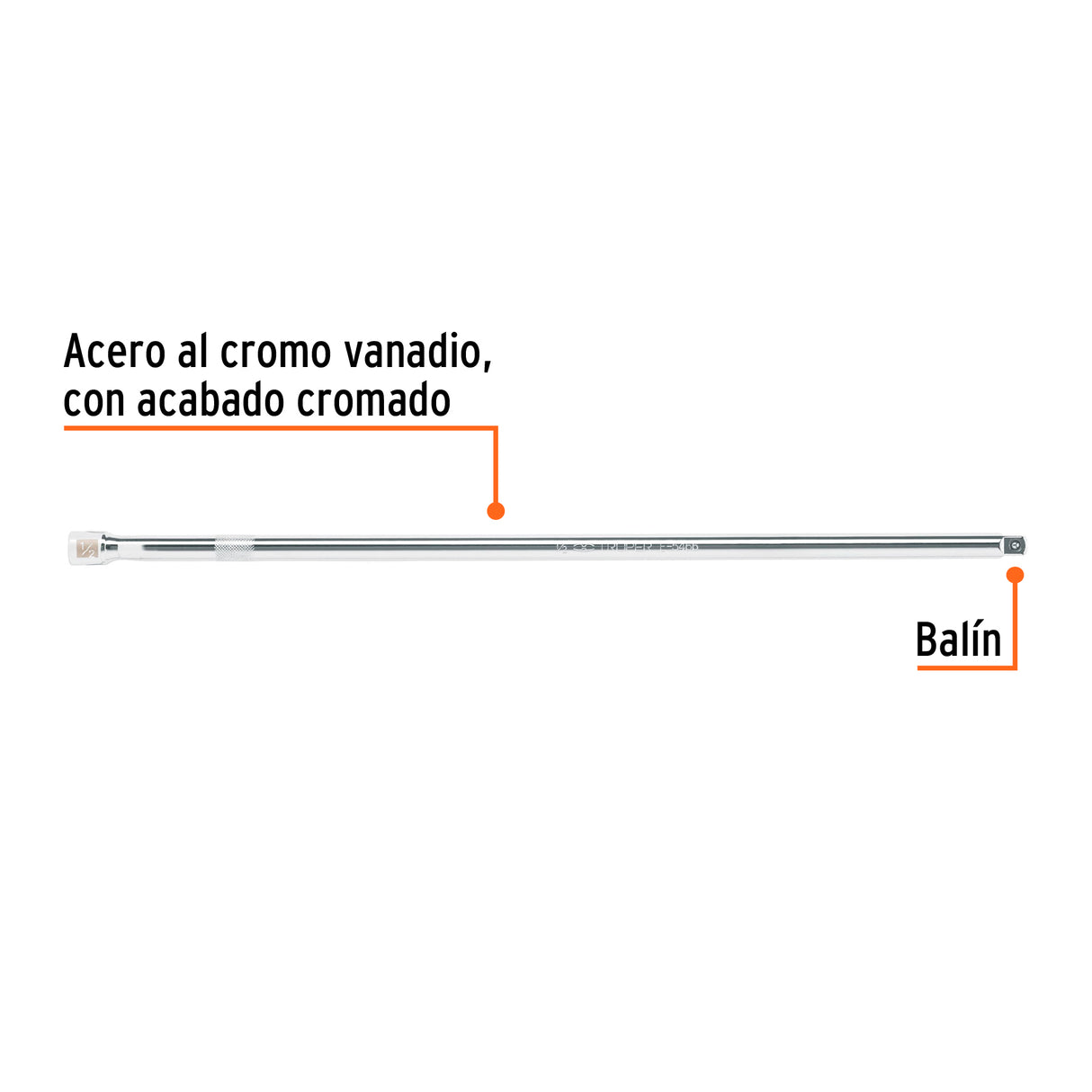 Extensión Cuadro 1/2' para Matraca, Largo 24', Truper