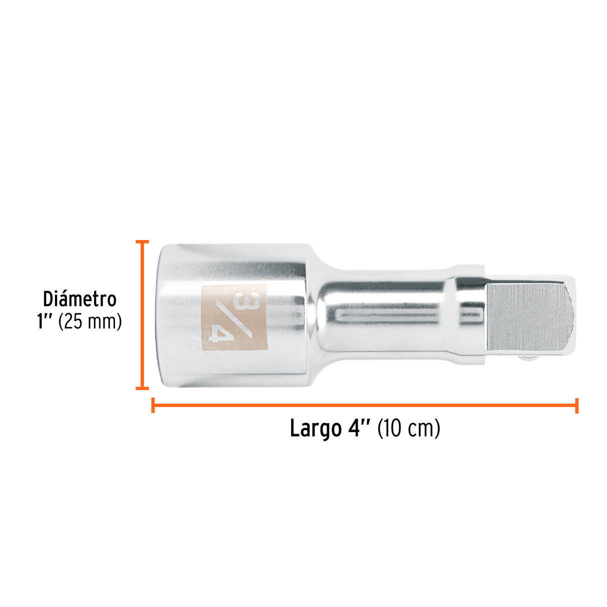 Extensión Cuadro 3/4' para Matraca, Largo 4', Truper