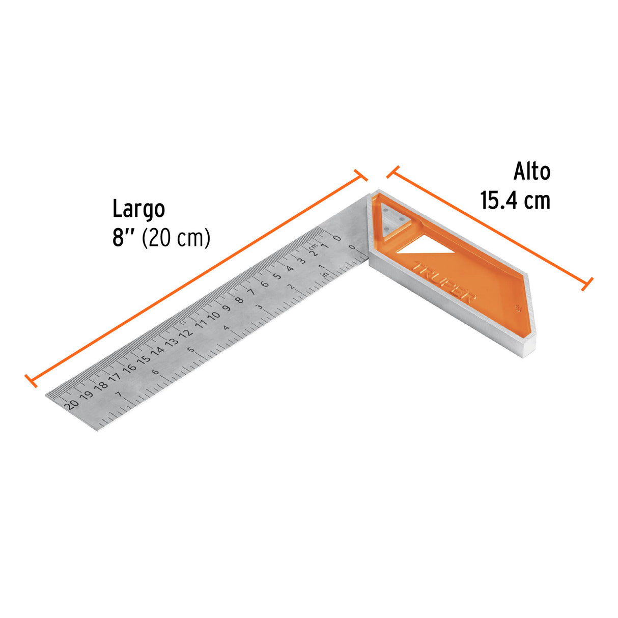 Escuadra 8' para Carpintero con Mango 100% de Aluminio