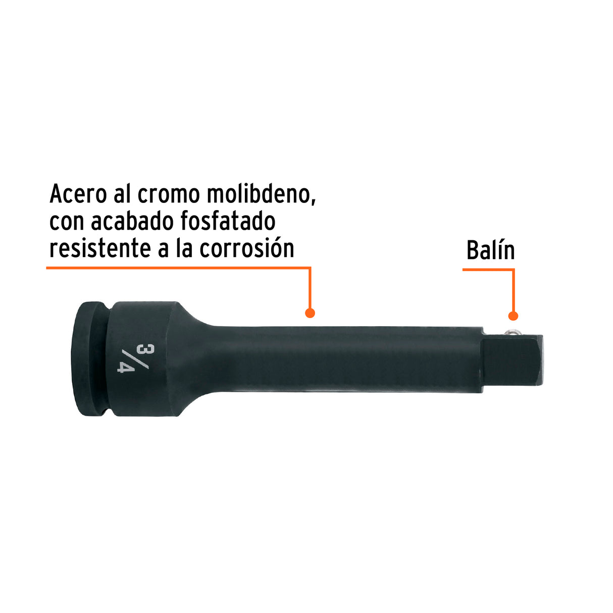 Extensión de Impacto con Cuadro de 3/4', Largo 7', Truper