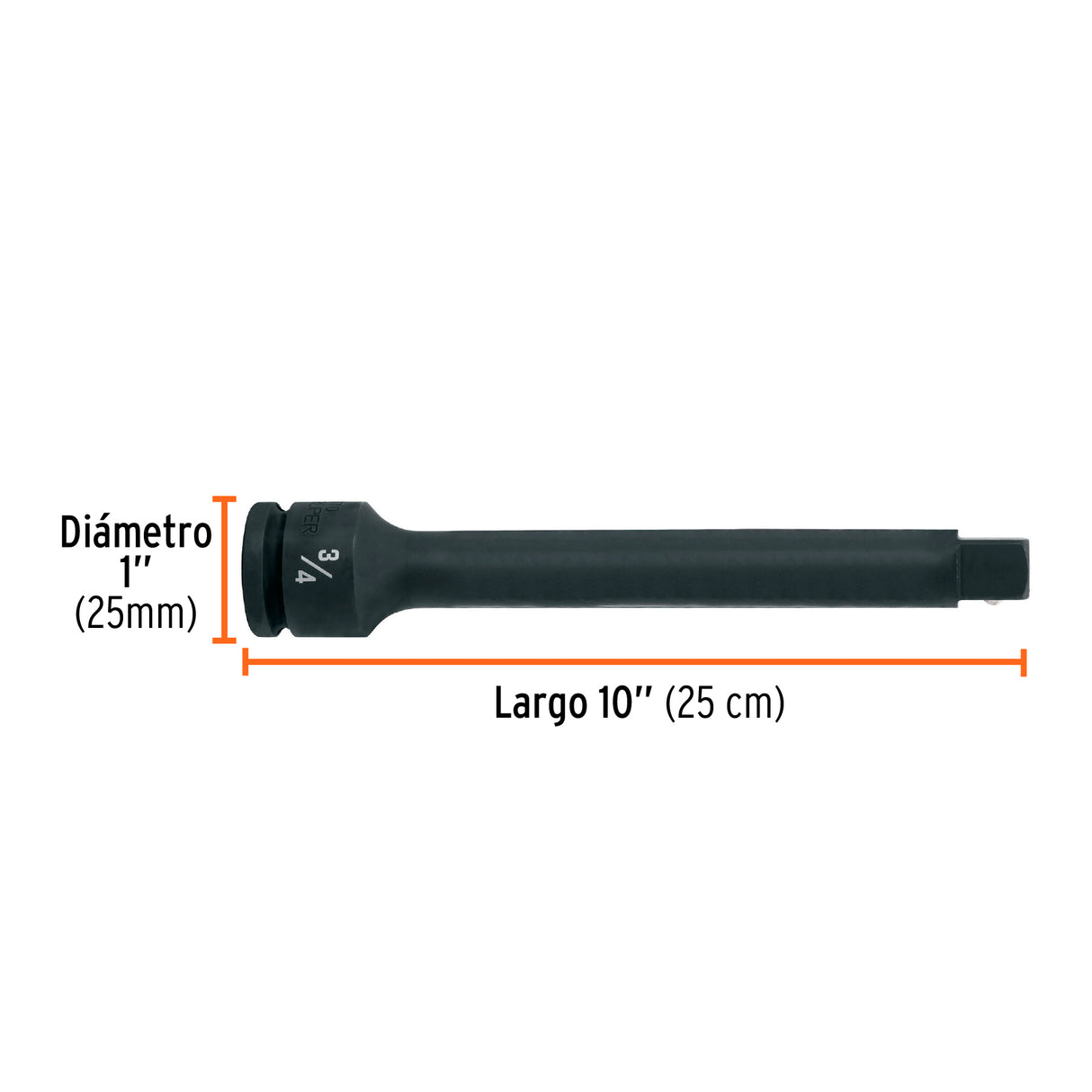 Extensión de Impacto con Cuadro de 3/4', Largo 10', Truper