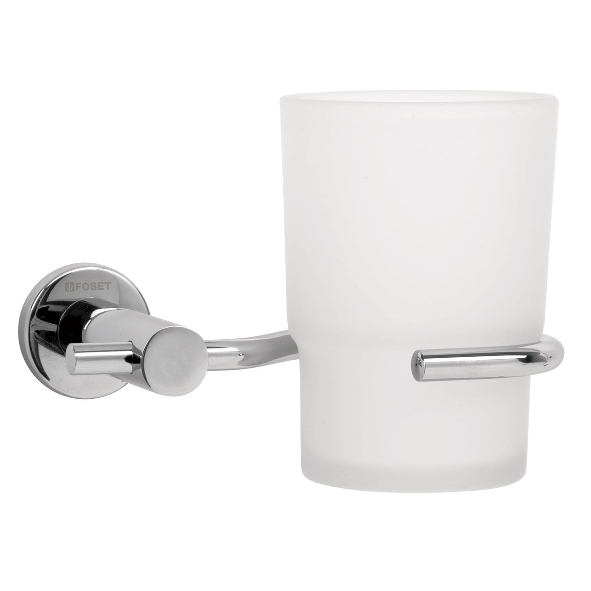 Portavaso Cepillero Cromo con Vaso de Vidrio, Foset Element