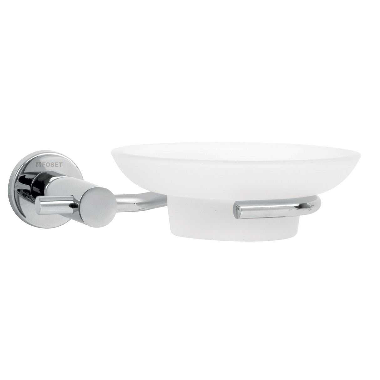 Jabonera Metálica Cromo con Plato de Vidrio, Foset Element