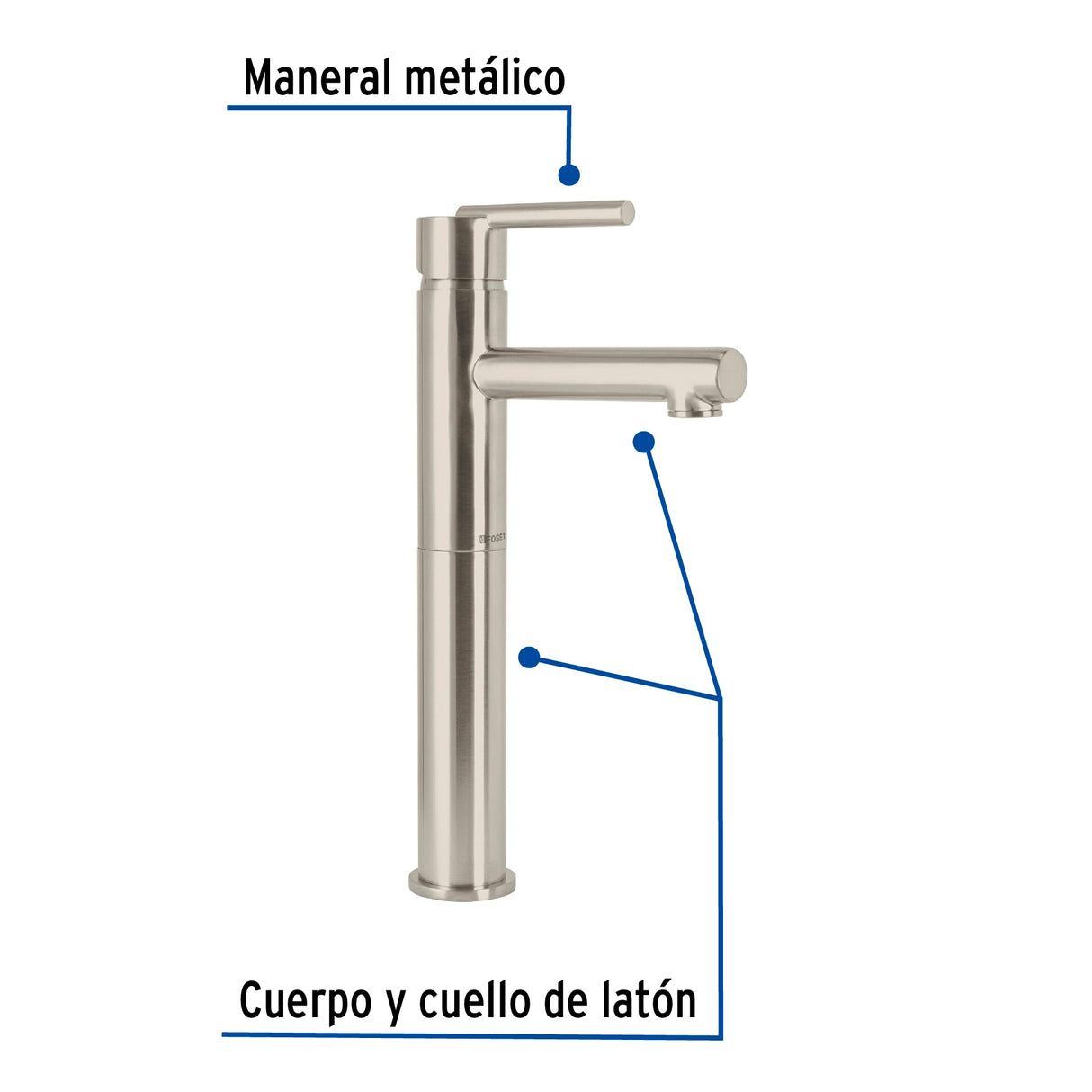Monomando Alto Satín para Lavabo, Foset Element