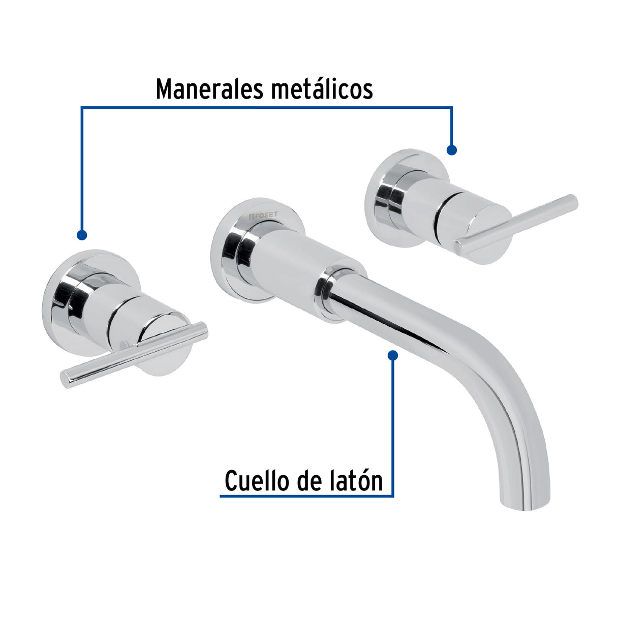 Mezcladora Cromo de Pared para Lavabo, Foset Element