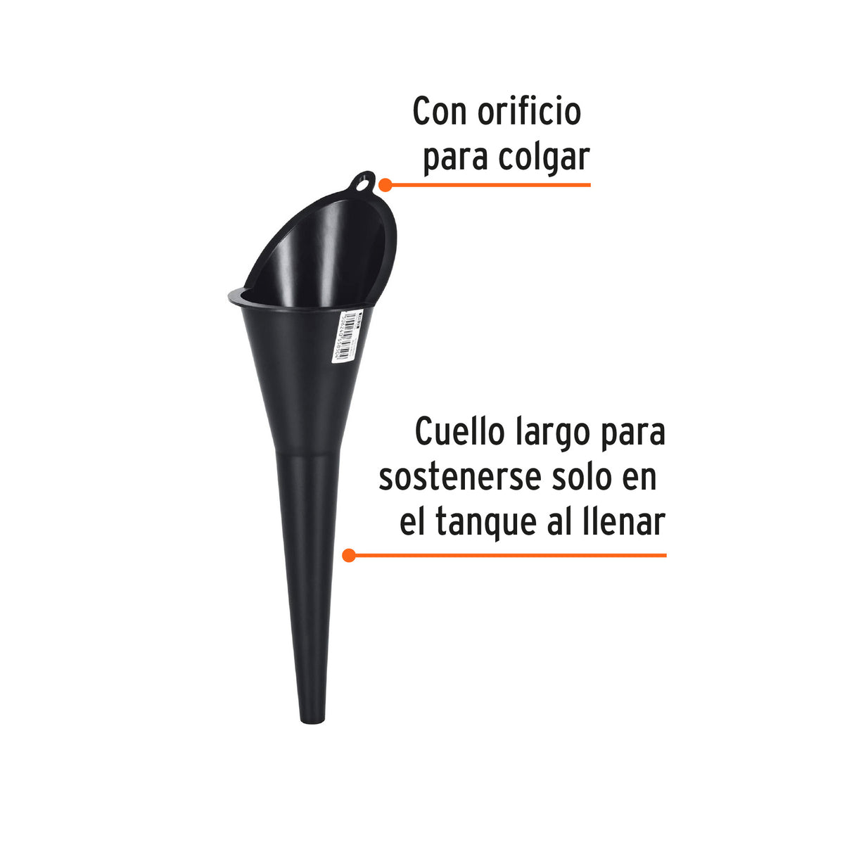 Embudo Plástico 250 ml, Cuello Rígido, Truper