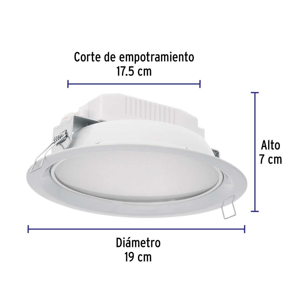 Luminario LED Empotrable 12 W 6500 K, Redondo, Volteck