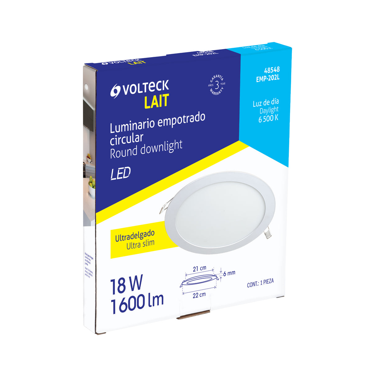 Luminario LED Plafón 18 W 6500K Ultradelgado Redondo, Volteck
