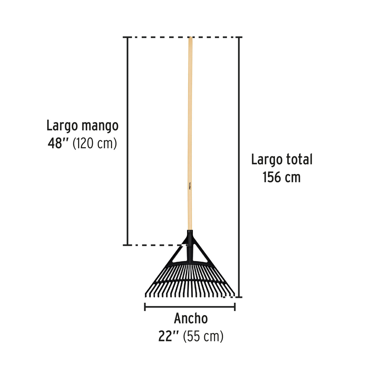 Escoba Plástica para Jardín, Flex. 22 Dientes, Mango 48', Pretul