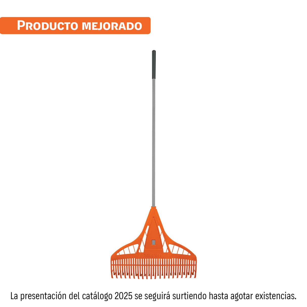 Escoba Plástica para Jardín, Flex. 26 Dientes, Mango Acero 54'