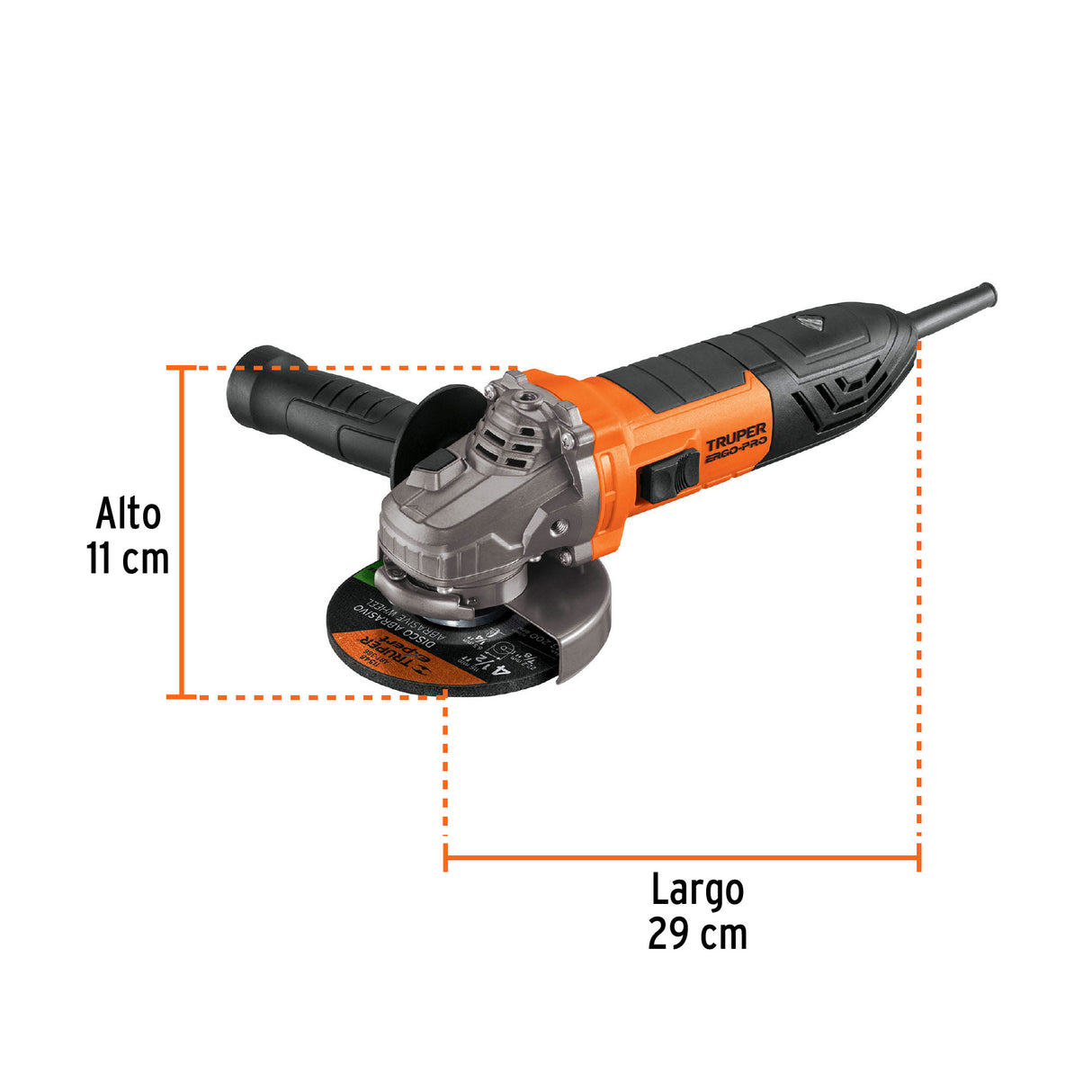 Esmeriladora Angular 4-1/2', 1100 W, Truper Ergo Pro