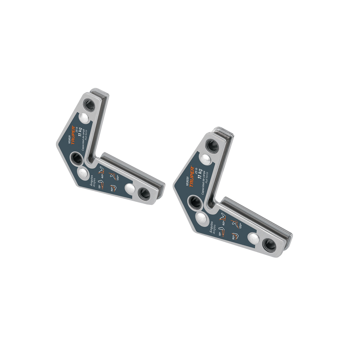 2 Escuadras Magnéticas Esquineras 2-3/4' Carga 11 kg, Truper