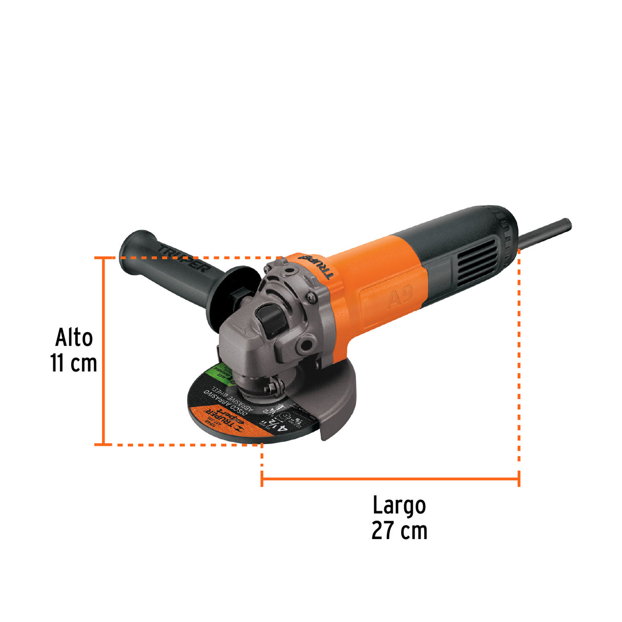 Esmeriladora Angular 4-1/2', 800 W, Truper Pro