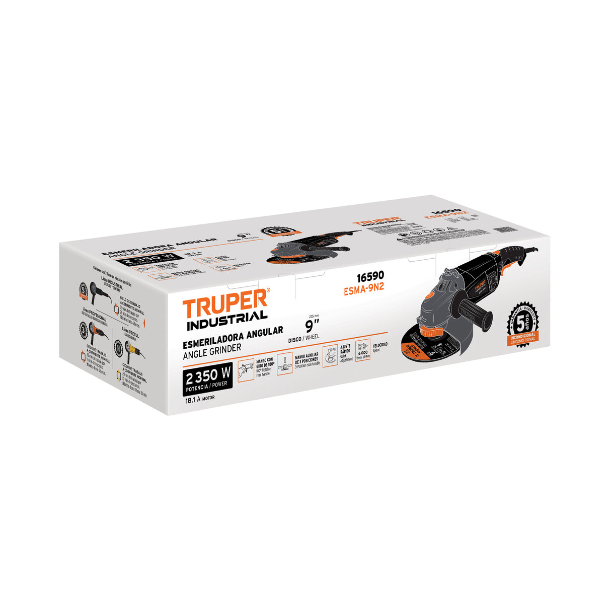 Esmeriladora Angular 9', 2350 W, Truper Industrial