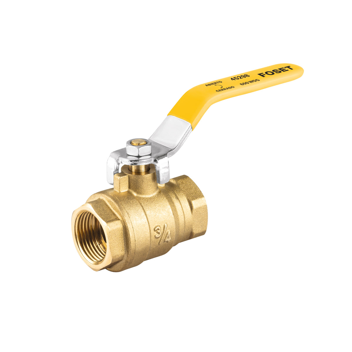 Válvula de Esfera para Gas, Roscable, 3/4', Alta Presión