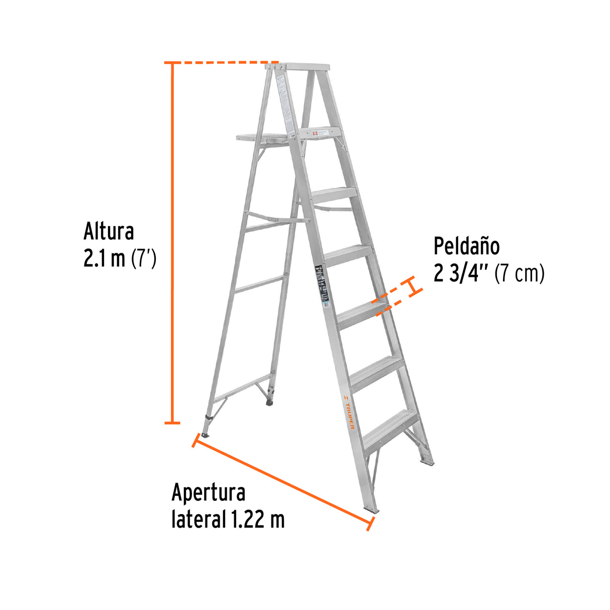 Escalera de Tijera 100% Aluminio Tipo Lll 6 Peldaños, Truper