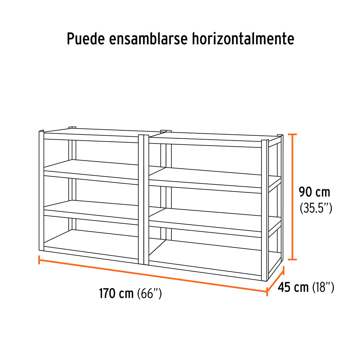 Estante Metálico 8 Repisas Capacidad 80 kg, 180X45X85, Truper