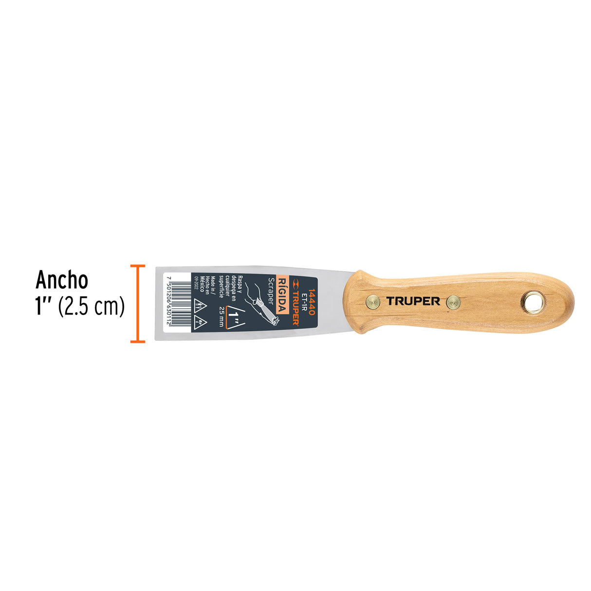 Espátula Rígida 1' con Mango de Madera, Truper