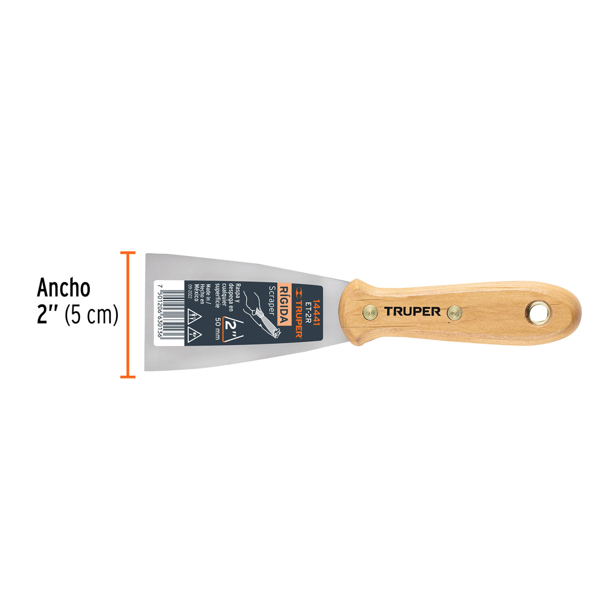 Espátula Rígida 2' con Mango de Madera, Truper
