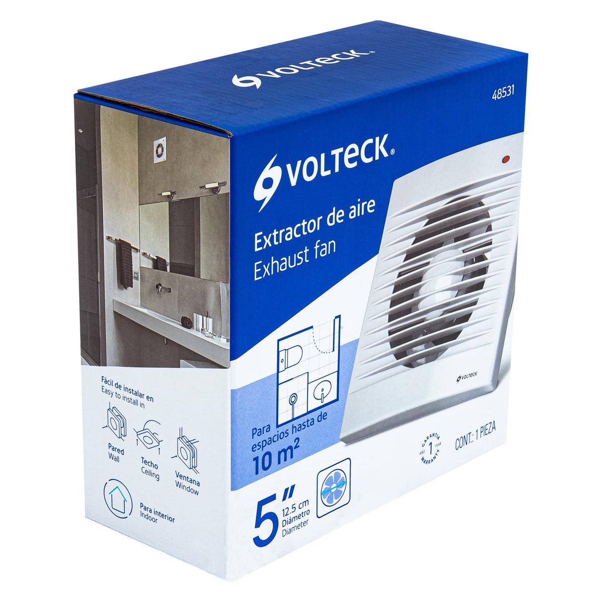 Extractor de Aire de 5', Blanco, Volteck