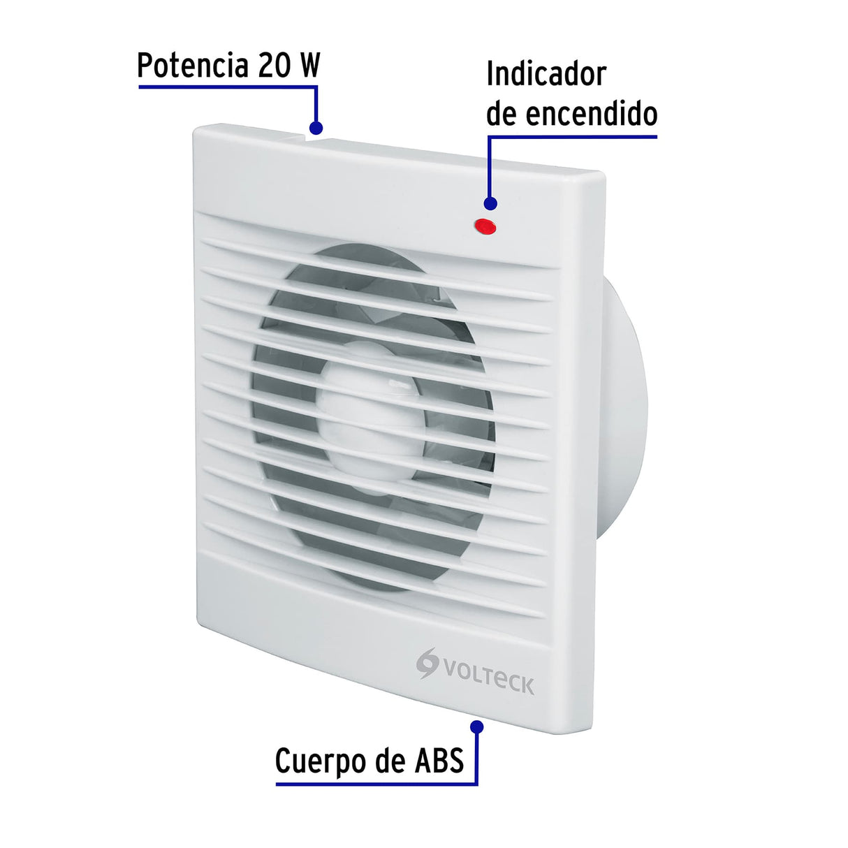 Extractor de Aire de 5', Blanco, Volteck