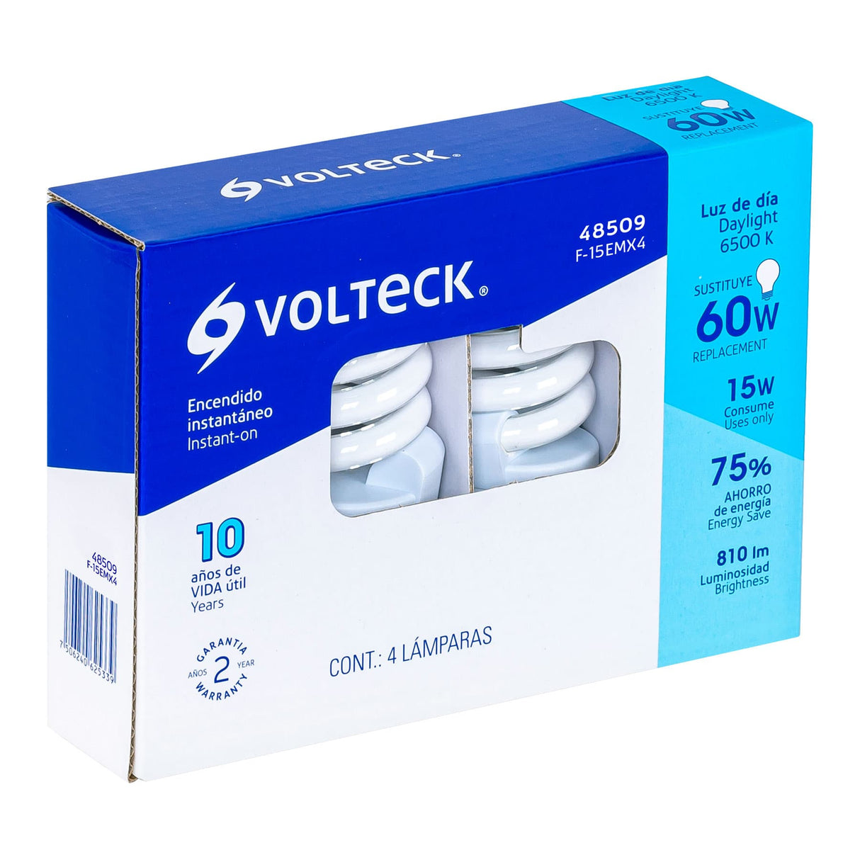 Pack de 4 Lámparas Espiral Mini T2 15 W Luz de Día, en Caja