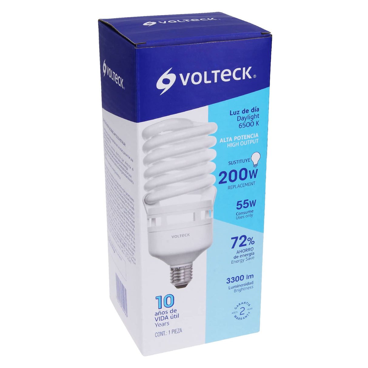 Lámpara Espiral T4 55 W Alta Potencia Luz de Día, Caja